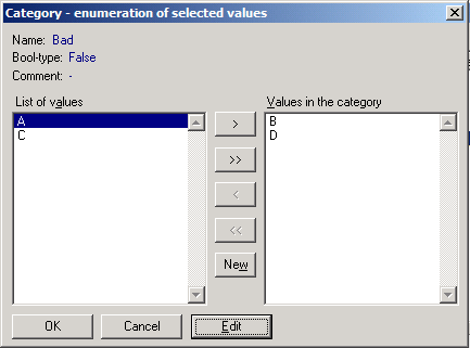 Category bad - enumeration of selected values