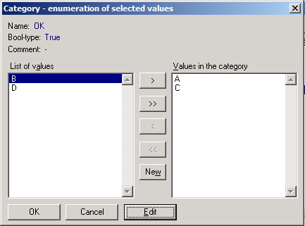 Category OK - enumeration of selected values